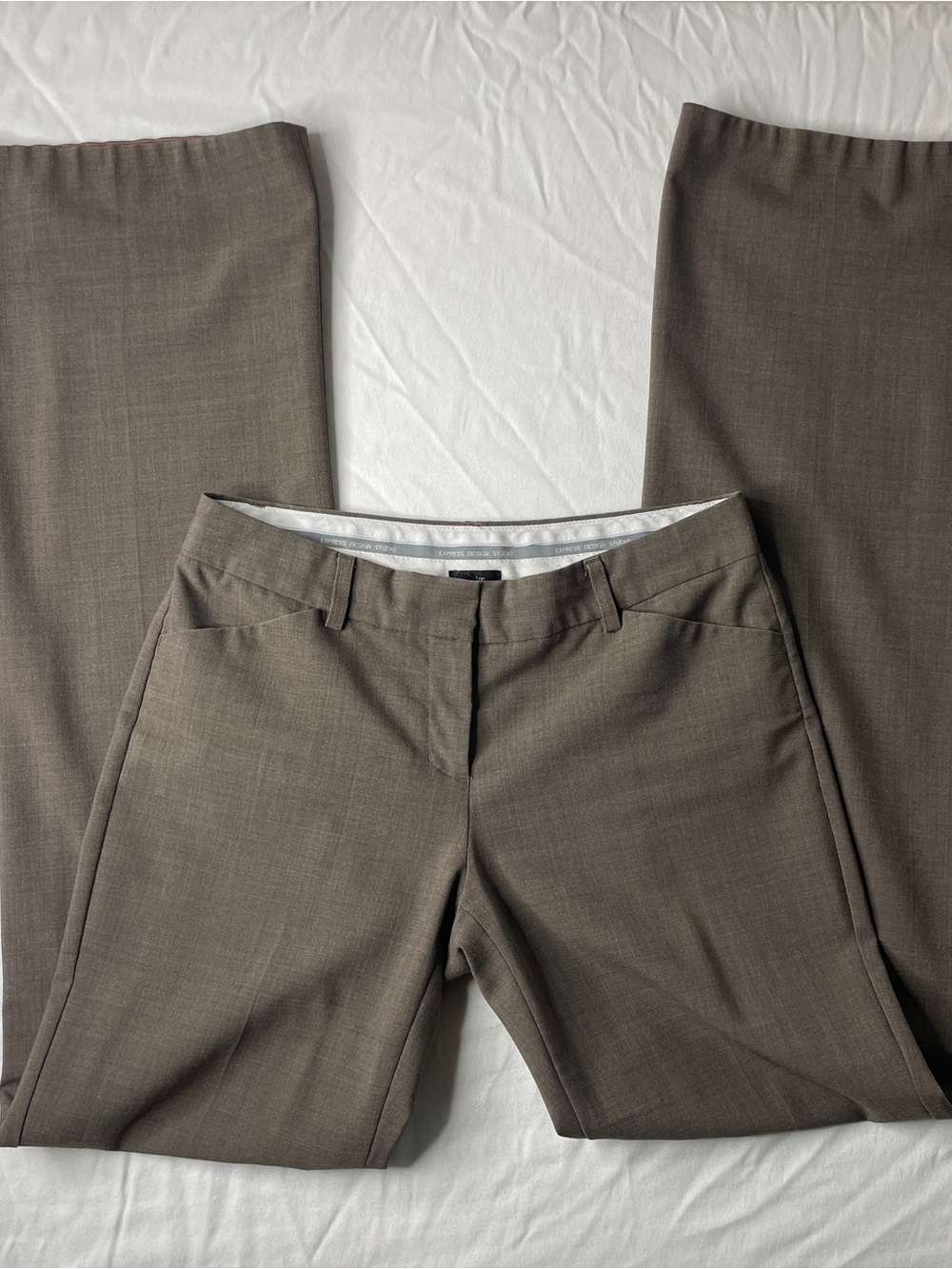 Express Trousers Womens 2 Brown Low Rise Bootcut Pants Office Siren Corpcore Y2K